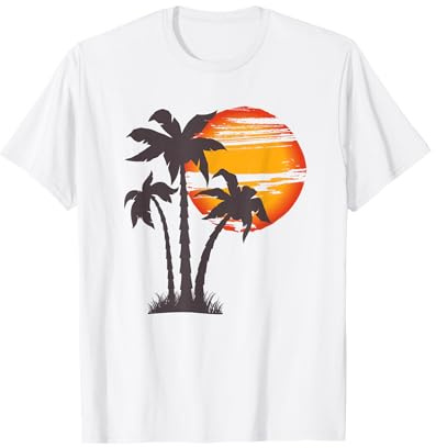 Palm Tree Beach Ocean Sommerferien Sonnenuntergang Paradies T-Shirt