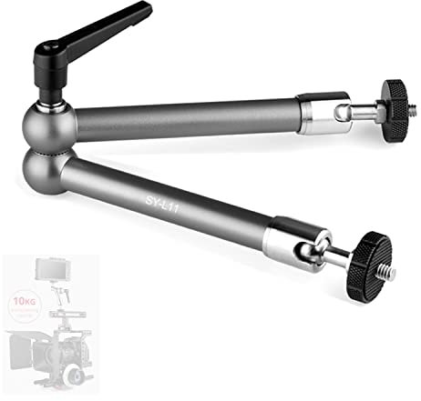 SONGING 11 Inch Magic Arm SY-L11, Stainless Steel Ball Head and Thread, Articulating Magic Friction Arm Adjustable1/4'' Tripod Screw Compatible with DSLR Camera Rig/DV Monitor/Flash Light/Microphone