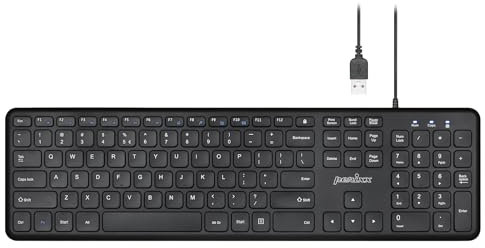 Perixx PERIBOARD-210 US Wired Full-Size USB Keyboard with Quiet Scissor Keys for Desktop, Laptop, and Tablet - Black - US English QWERTY…