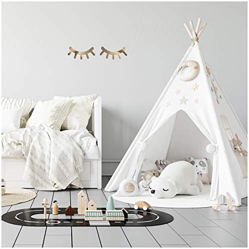 2er Set Wimpern Aufkleber 25x12 cm je Wimper Wandtattoo Wandsticker Deko für Kinderzimmer Babyzimmer Selbstklebend Sticker für Wand Möbel Y053 (Chrom Gold)