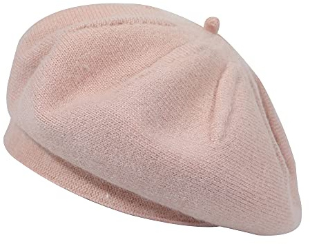 ZLYC Französische Baskenmütze, wendbar, einfarbig, Kaschmir, warme Mütze für Damen und Mädchen