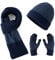 Lallier Winter 3-teiliges Herren Wolle Mütze Schal Handschuhe Set, Warmes Beanie Skull Cap Schal Thermohandschuh Set für Herren, Blau