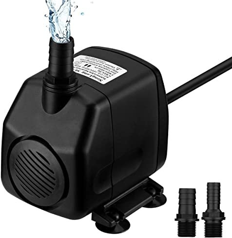 1500L/H Submersible Fountain Aquarium Pump, Ultra Quiet Fish Tank Pumps, Small & Powerful Smooth Operation, 4 Strong Suction Cups, 2 Nozzles
