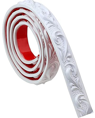 Zayejod 3 Mètres Bande Décorative pour Encadrement de Tableau Miroir Cadre Mur Armoire Placard Bordure Décorative de Papier Peint Décoration d'intérieur DIY Revêtement Mural, Blanc