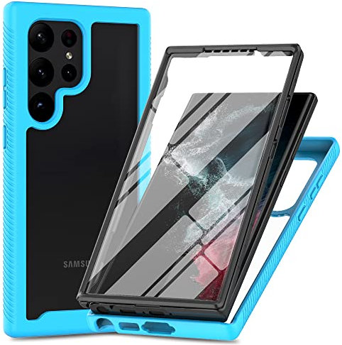 XINNI Coque pour Samsung Galaxy S23 Ultra 5G Antichoc Housse avec Protège écran, 360 Degrés Full Body Etui Solide Double Face Bumper Portable Transparent Housse