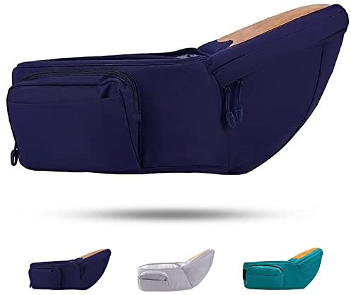 Taille Hocker Ergonomischer Baby Holder Leichte Kleinkind Carrier Babytrage für Kinder 0-36 Monate, Einstellbar länger Gürtel mit reißverschlusstasche (Blue)