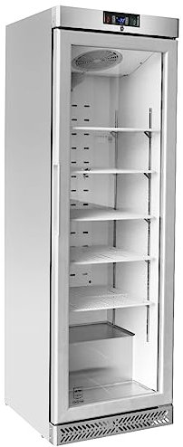 METRO Professional Congelador vertical GSC240N, acero inoxidable/cristal, 59.5 x 64 x 188.5 cm, 240 L, refrigeración por aire, 550 W, con cerradura