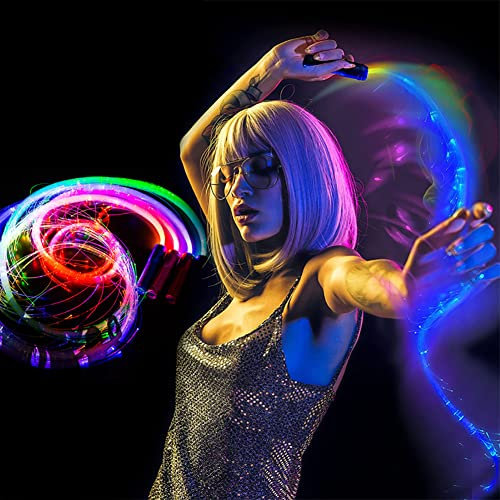 LED Fibra Ottica Frusta 6ft Danza Spazio Frusta Luce 360° Girevole Pixel Frusta 10 Colori 36 Modalità Effetto Colore Macchina Effetto Palcoscenico per Balli, Feste, Spettacoli di Luci, Festival di Mus