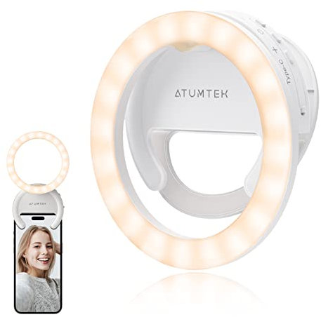 ATUMTEK Ringlicht Laptop, Videokonferenz Licht Beleuchtungsset mit Clip&Stativ, Desktop 4 Selfie-Licht mit 3 Beleuchtungsmodi&5 Helligkeiten, dimmbar für Video-Streaming, Videoanruf, Meeting - Weiß