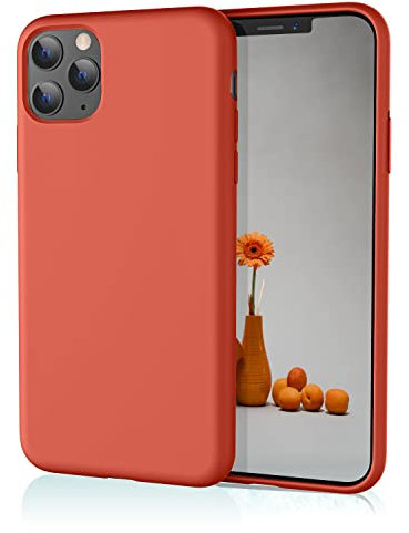 HiiVeet Silicone Case Compatible with iPhone 11 Pro Max Case 6.5 Inch, Soft Ultra Slim Protective Shockproof Liquid Silicone Phone Case with Anti-Scratch Microfiber Lining,Kumquat Orange