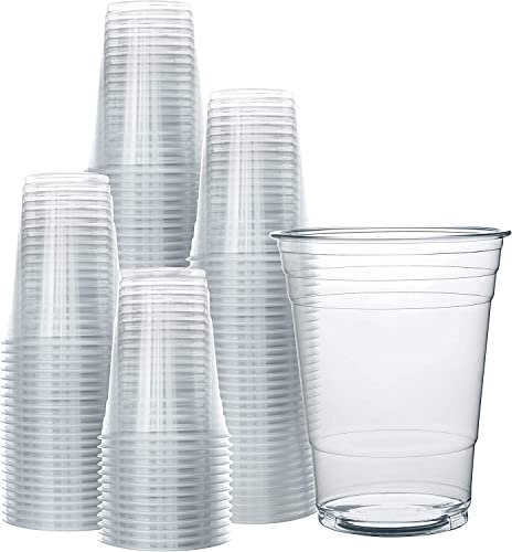 50 Vasos de Plástico Desechables Transparentes - Vaso Reutilizable hecho con Material Ecológico - Vasos ideales para Fiestas, Cumpleaños y Navidad - 200 ml, 50 Unidades