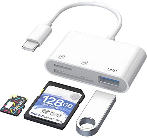 Lettore di Schede USB C a SD,Adattatore di Schede di Memoria USB C a Micro SD TF Compatibile con iPad,MacBook Pro/Air,Adattatore di lettore di schede per fotocamera USB 3 in 1 per XPS,Galaxy