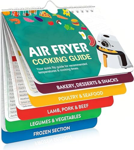 Air Fryer Cookbook Magnetic Cheat Sheet Set, Air Fryer Cooking Times Chart Oven Cooking Pot Temp Guide Conversion Chart for Cooking Times Recipes Reference Guide