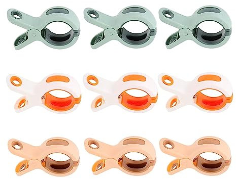 MEISO 9 Stück Große Klammern, Große Badetuch Klammern, Winddicht Strandtuch Clips, Handtuchklammern für Strandliegen, Starke Towel Clips, für Strandtuch, Badetuch, Bettwäsche und Dicke Kleidung
