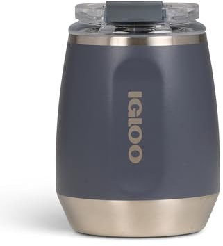 IGLOO Wine Weinbecher – Doppelwandiger Edelstahl Thermobecher mit Deckel, anthrazit, 300ml – Isolierter Weinkühler für unterwegs, Camping, Garten & Picknick – BPA-frei, stilvoll & langlebig
