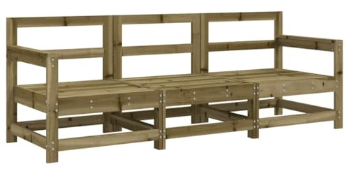 vidaXL Garten Lounge Set 3-TLG., Gartenmöbel Set mit Holzrahmen, Sitzgruppe für Garten Terrasse Balkon, Modular Sofa Garnitur Loungemöbel, Kiefernholz Imprägniert