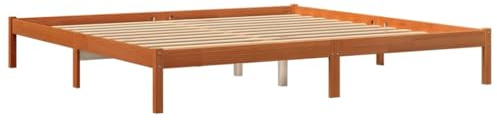 vidaXL Cama sin colchón Madera Maciza de Pino marrón Cera 200x200 cm