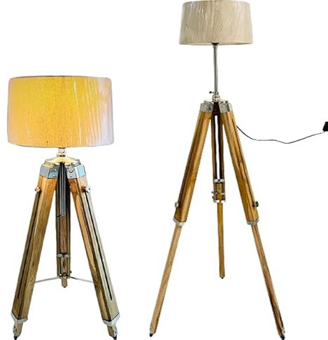 HOMYZ Nautical Floor Lamp Modern Design Lamp Shade Tripod Stand Living Room, Bedroom, Office Rustic Vintage Home Decor Gift (Without Shade)