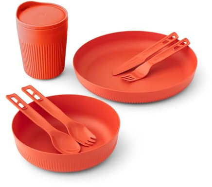 Sea to Summit - Passage Geschirrset - 7-teilig - Teller, Schüssel, Iso-Becher & Besteckset - Spülmaschinen- & Mikrowellenfest - BPA-frei - Campinggeschirr aus glasverstärktem Polypropylen - 324 g