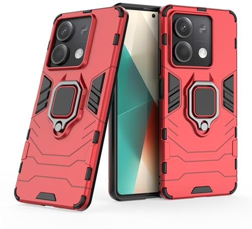 Max Power Digital Funda para móvil Xiaomi Redmi Note 13 5G Carcasa Magnética con Anillo Imán Antigolpes Resistente Rígida Dura [Tecnología Absorción Golpes] (Xiaomi Redmi Note 13 5G, Rojo)