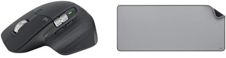 Logitech MX Master 3S-Mouse wireless ad alte prestazioni con scorrimento ultraveloce & Desk Mat - Studio Series, Multifunzione, Tappetino per Mouse Esteso