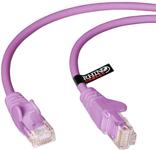 rhinocables CAT 5e High-Speed Ethernet Cable - Reliable LAN Network RJ45 Cable for Fast Internet & Data Transfer | Durable WiFi Broadband Cable for Gaming & Streaming, (1m, Purple, Pack of 3)