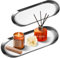 GYHWOFUL Bandeja decorativa grande 32 x 12 cm, ovalada, bandeja de acero inoxidable, bandeja para servir, bandeja para joyas, llaves, postres, aperitivos, velas, decoración moderna y sencilla, plata