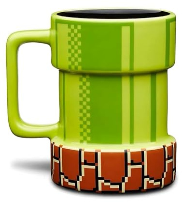 Jeenuuder Warp Pipe Cup Kaffeetasse aus Keramik, Geschenk für Spieler, Kaffeeliebhaber, für Cappuccino, Latte Pipe Mund, Pixel, Tasse