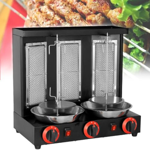 YXFAZPP Kebab-Maschine, vertikaler Gas-Rotisserie-Ofen, Grill, vertikaler Drehofen auf der Arbeitsplatte, Fleischauffangpfanne, Gasbrennstoffausrüstung, für gewerbliche (B B)
