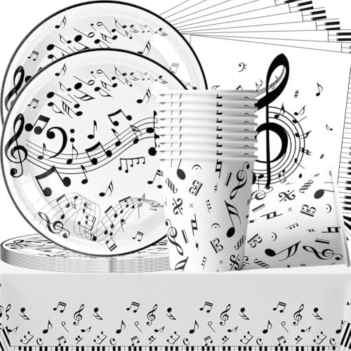 Vaisselle de Fête Anniversaire Musicales, Musicales Utensils Party Birthday Set, Vaisselle de Fête Musicales Anniversaire,Serviettes en papier, gobelets en papier,Nappe (41 PCS 10Invités)