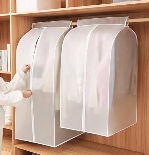 Garment Clothes Covers with Zip, Hanging Garment Bags Clothes Dustproof Translucent Clothes Rail Coat rack Covers Storage Protector Bags for Wardrobe 2 pcs, 3ft 4ft