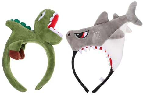 NULYLU 2 Stück Hai Dinosaurier Haarreif Plüsch Kopfschmuck Kinder Erwachsene Party Cosplay Geschenk