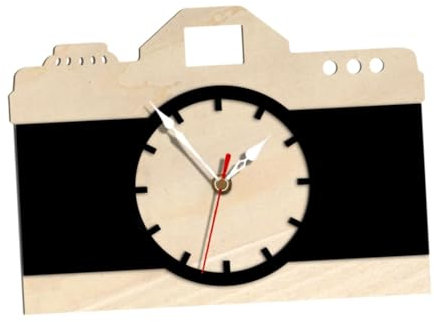 Baoblaze Wanduhr Wanddekorative Uhr Cartoon-Kamera-Form Mode Schlafzimmer Uhr Hängende Uhr für Home Desktop Wohnzimmer, Schwarz