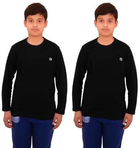 Bahob® 2 Pack Boys Long Sleeve T-Shirt Top Children's Round Neck Long-Sleeve T-Shirt Soft Cotton 3-14 Years (13-14 Years, BFTS-51-C)