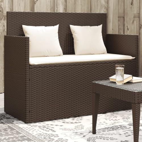 Willood Gartenbank mit Kissen und Stauraum Braun Poly Rattan