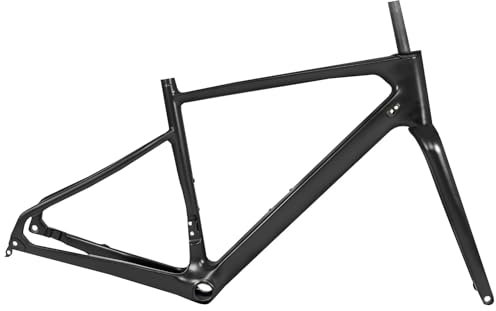 DHNCBGFZ Telaio Bici da Corsa Gravel 700C 45/48/51/54cm Telaio in Fibra di Carbonio Freno A Disco Perno Passante Telaio con Forcella Instradamento Interno(51CM)