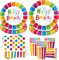 Lot de 50 assiettes en carton arc-en-ciel pour fête d'anniversaire, avec assiettes, gobelets, serviettes