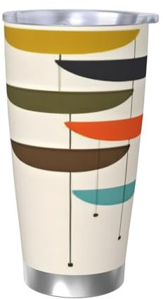 Mid Century Modern Prints 20oz Stainless Steel Vacuum Insulated Tumbler | Double Wall Travel Mug with Spill-Proof Lid | Perfect for Hot & Cold Drinks | Office, Camping, Household & More