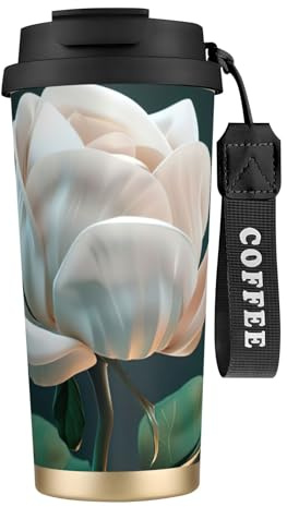 JEJEA 3D Flower Print Stainless Steel Insulated Mugs, Double Wall Coffee Cups, Coffee Travel Mug for Home Office
