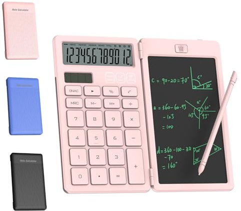 NEWYES Taschenrechner 2-in-1 Rechner mit großer Tasten für den Alltag,Rosa | Rechner mit 6,5 Zoll Schreibtafel, Ideal für Kleine Laden, Büro, Schule, Reisen usw.