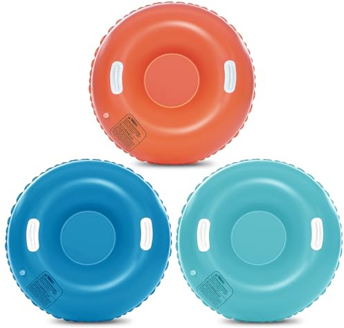 Shappy Schneeschlitten, aufblasbar, strapazierfähig, für Erwachsene, für Winter, Outdoor, Sport, Rodel mit Griffen, verdickter Unterseite, für Winter und Outdoor, Morandi-Farben, 91,4 cm, 3 Stück