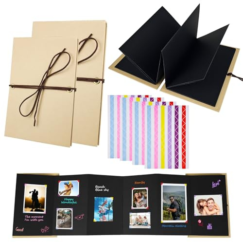 HHXUUAN mini Fotoalbum,2 Stück Fotoalbum zum Selbstgestalten Set mit: 5inch und 8inch,DIY Leporello,Fotoalbum Klein,Abschluss,Hochzeit,Valentinstag,Weihnachten Geschenk.