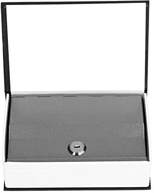 Aramox Buchsafe, Schließfach, Simulation, Buchform, Versteckter Safe mit Schlüsseln, Stahlplatte, Kunststoff, 18,1 X 11,9 X 5,6 Cm, für Büro, Schlafzimmer, Wohnzimmer, Dekorative Aufbewahrung (BLACK)
