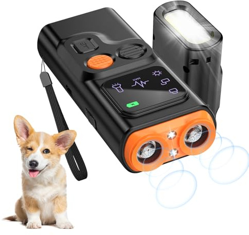 Antibell für Hunde, Ultraschall Anti Bell Gerät ​Bellenstopper Hund, Ultraschall-Anti-Bellgerät Hundebellen-Abschreckmittel Hunderindenstopper für Kleine Große Hunde Innen Außenbereich Antibellrorange