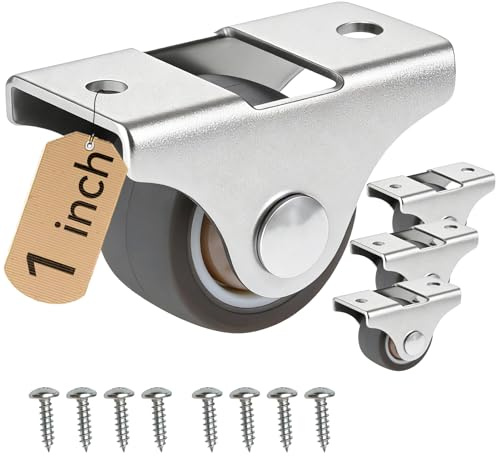 1 Inch Mini Fixed Drawer Rubber Caster Wheels, Non Swivel Caster Wheels