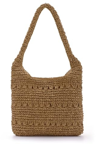 HomKuch Mujeres verano paja bolsos tejidos playa viaje bolso de hombro vacaciones bolso de mano