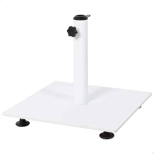 AKTIVE Base para Sombrilla Cuadrada, Acero, Blanca, 9 kg, 37x32 cm, Compatible con Mástiles Ø22-38mm