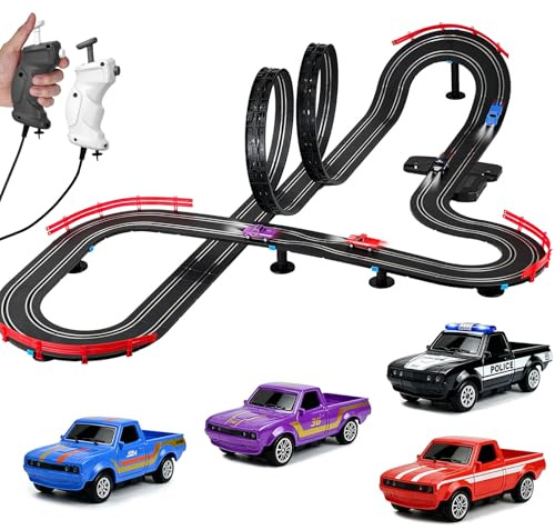 Rennbahn Spielzeug, Flexible Autorennbahn Set mit Elektrischem Auto - 03 | Biegsame Leuchtende Schienen, Konstruktion Spielzeug Geburtstag Geschenk für Kinder Jungen Mädchen