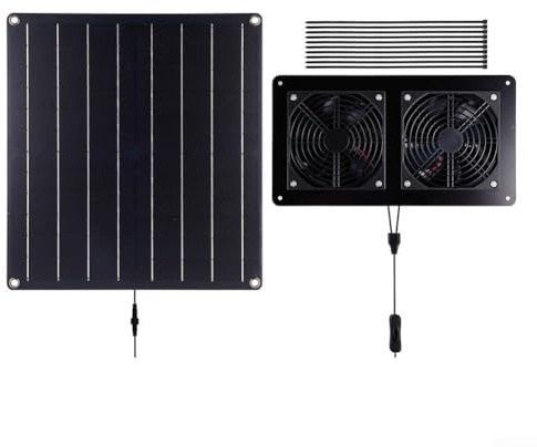Ventilateur d'échappement à panneau solaire 20 W avec deux ventilateurs 1800 tr/min et câble de 300 cm avec interrupteur pour plantation de serre grenier et applications extérieures