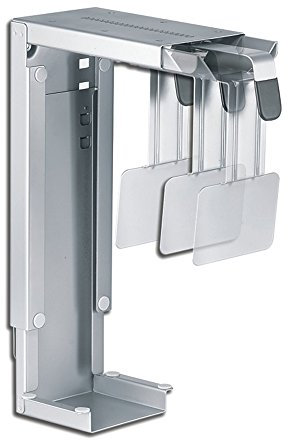 Newstar CPU-D100SILVER Under Desk & On-Wall PC Mount (Suitable PC Dimensions - Height: 30-53 cm / Width: 8-22 cm) - Silver